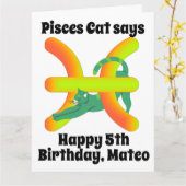 Funny Pisces Cat Personalized Birthday Kaart (Gele Bloem)