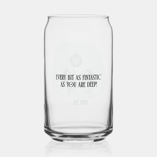 Funny Pisces Zodiac Disco Fish Drinkware Set Blikvorm Glas (Achterkant)