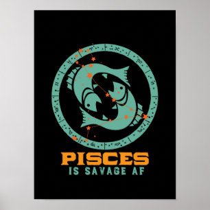 Funny Pisces Zodiac Star Sign Astrology Birthday Poster