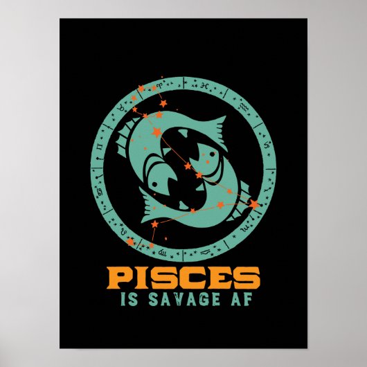 Funny Pisces Zodiac Star Sign Astrology Birthday Poster (Voorkant)