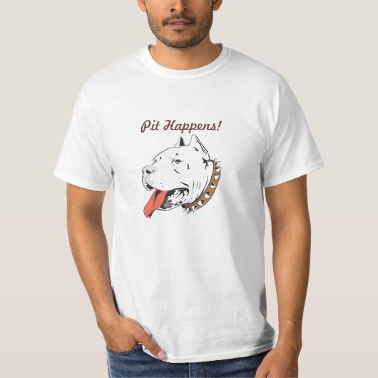 Funny Pit Bull "Happens" Mannen T-Shirts (Voorkant)