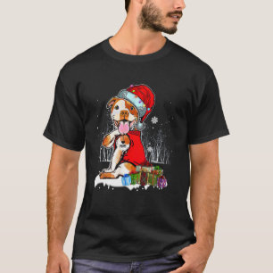 Funny Pit Bull Kerstmis Ik hou van Tattoo Xmas Pa T-shirt