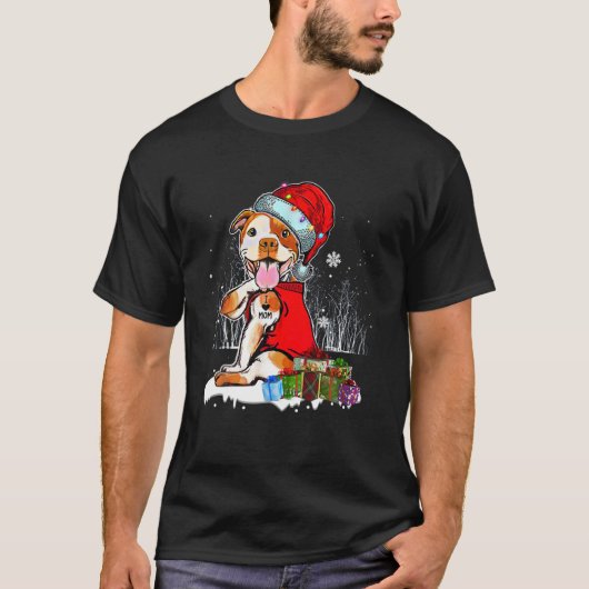 Funny Pit Bull Kerstmis Ik hou van Tattoo Xmas Pa T-shirt (Voorkant)