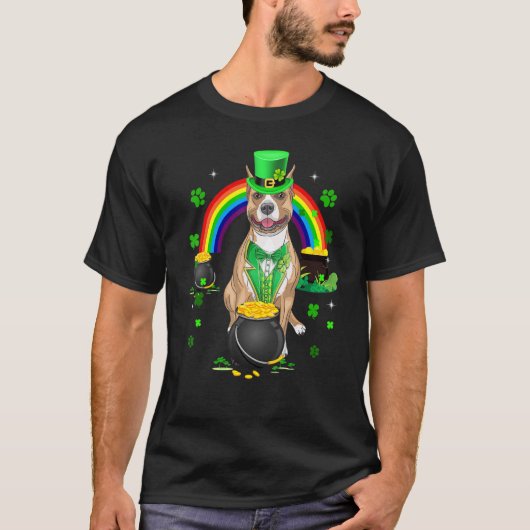 Funny Pit Bull Leprechaun Shamrock St. Patrick's D T-shirt (Voorkant)