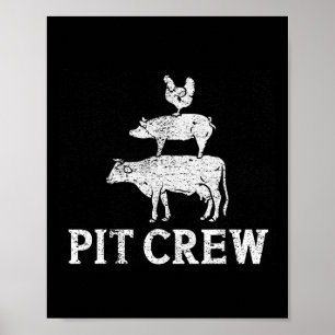 Funny Pit Crew BBQ Grillen Roken Kippenvarkensvlee Poster