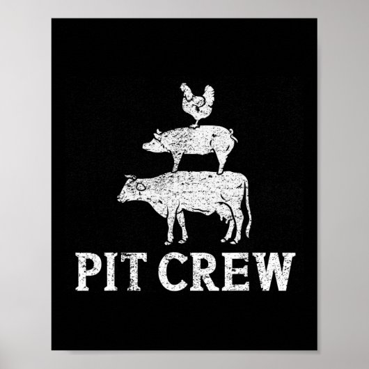 Funny Pit Crew BBQ Grillen Roken Kippenvarkensvlee Poster (Voorkant)