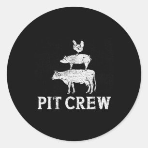 Funny Pit Crew BBQ Grillen Roken Kippenvarkensvlee Ronde Sticker