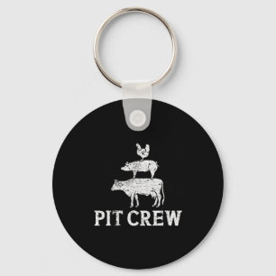 Funny Pit Crew BBQ Grillen Roken Kippenvarkensvlee Sleutelhanger