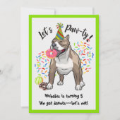 Funny Pitbull Dog Donuts Birthday Party Kaart (Voorkant)