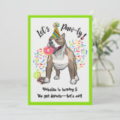 Funny Pitbull Dog Donuts Birthday Party Kaart (Staand voorkant)