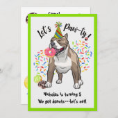 Funny Pitbull Dog Donuts Birthday Party Kaart (Voorkant / Achterkant)