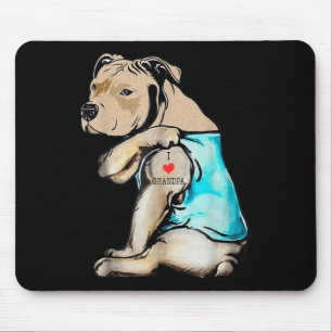 Funny Pitbull Dog I Love Grandpa Tattoo Funny Gran Muismat