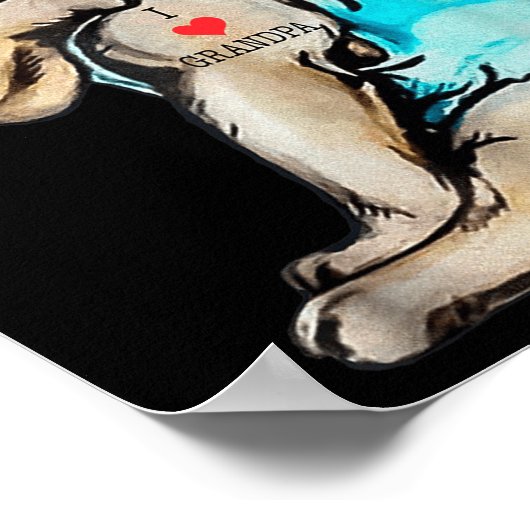 Funny Pitbull Dog I Love Grandpa Tattoo Funny Gran Poster (Hoek)