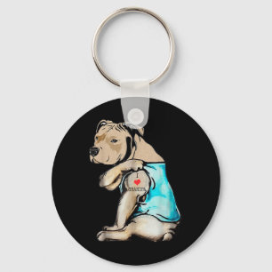 Funny Pitbull Dog I Love Grandpa Tattoo Funny Gran Sleutelhanger