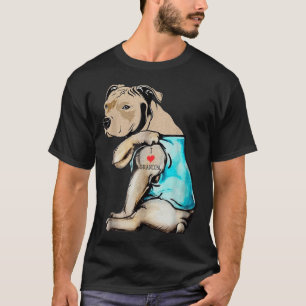 Funny Pitbull Dog I Love Grandpa Tattoo Funny Gran T-shirt