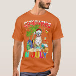 Funny Pitbull Dog in Santa Hat Sunbril Christma T-shirt<br><div class="desc">Funny Pitbull Dog in Santa Hat Sunbril Kerstmis in juli.</div>