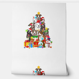 Funny Pitbull Dog-kerstboomlampjes Puppy Dog Behang