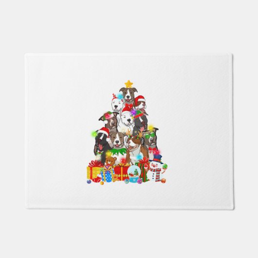 Funny Pitbull Dog-kerstboomlampjes Puppy Dog Deurmat (Voorkant)