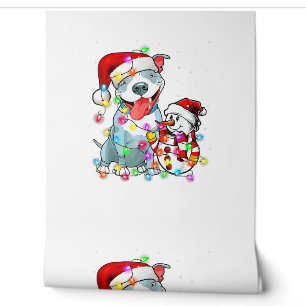 Funny Pitbull Dog T-shirt met kerstmis Snowman Xma Behang
