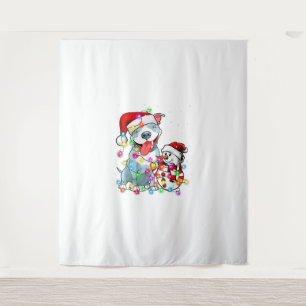 Funny Pitbull Dog T-shirt met kerstmis Snowman Xma Wandkleed