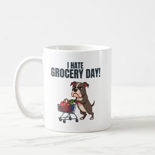 Funny Pitbull Grocery Shopping Cartoon Koffiemok (Links)