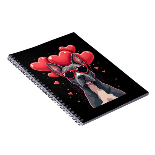 Funny Pitbull Heart Valentines Day Dog Dad Mom Gif Notitieboek (Rechterzijde)