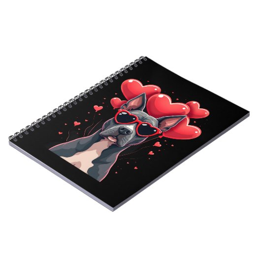 Funny Pitbull Heart Valentines Day Dog Dad Mom Gif Notitieboek (Linkerzijde)