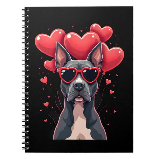 Funny Pitbull Heart Valentines Day Dog Dad Mom Gif Notitieboek (Voorkant)