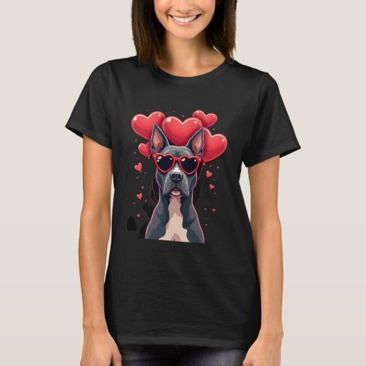 Funny Pitbull Heart Valentines Day Dog Dad Mom Gif T-shirt (Voorkant)