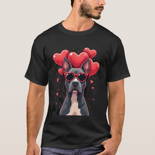 Funny Pitbull Heart Valentines Day Dog Dad Mom Gif T-shirt (Voorkant)