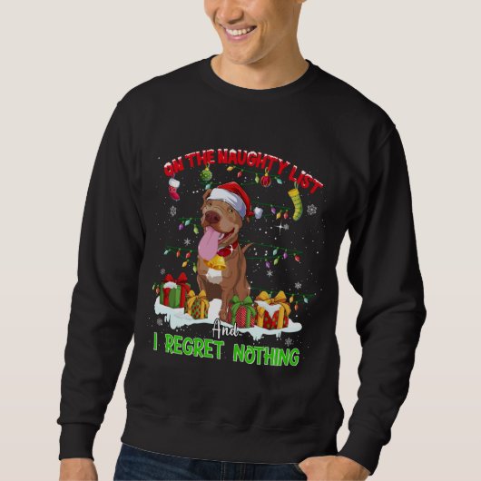 Funny Pitbull Kerstmis Ugly Sweater Dog Xmas Outf (Voorkant)