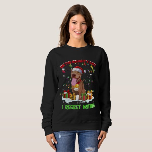 Funny Pitbull Kerstmis Ugly Sweater Dog Xmas Outf (Voorkant volledig)