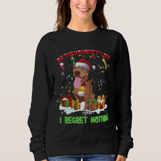 Funny Pitbull Kerstmis Ugly Sweater Dog Xmas Outf (Voorkant)