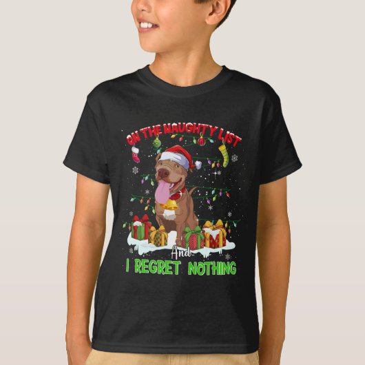 Funny Pitbull Kerstmis Ugly Sweater Dog Xmas Outf T-shirt (Voorkant)