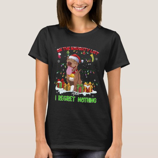 Funny Pitbull Kerstmis Ugly Sweater Dog Xmas Outf T-shirt (Voorkant)