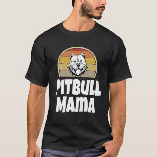 Funny Pitbull Mama Gift Hondenliefhebber Retro Mot T-shirt