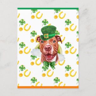 Funny Pitbull Shamrock St. Patricks Day Feestdagenkaart