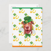 Funny Pitbull Shamrock St. Patricks Day Feestdagenkaart (Voorkant / Achterkant)