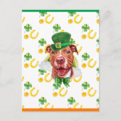 Funny Pitbull Shamrock St. Patricks Day Feestdagenkaart (Voorkant)