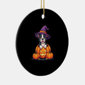 Funny Pitbull Witch Pumpkin Dog Halloween Mens Wom Keramisch Ornament (Rechts)