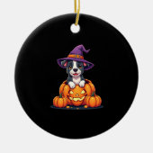Funny Pitbull Witch Pumpkin Dog Halloween Mens Wom Keramisch Ornament (Voorkant)