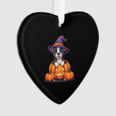 Funny Pitbull Witch Pumpkin Dog Halloween Mens Wom Ornament (voorkant)