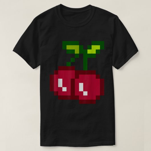 Funny Pixel Cherry 80s Gamer Tee T-shirt (Design voorkant)
