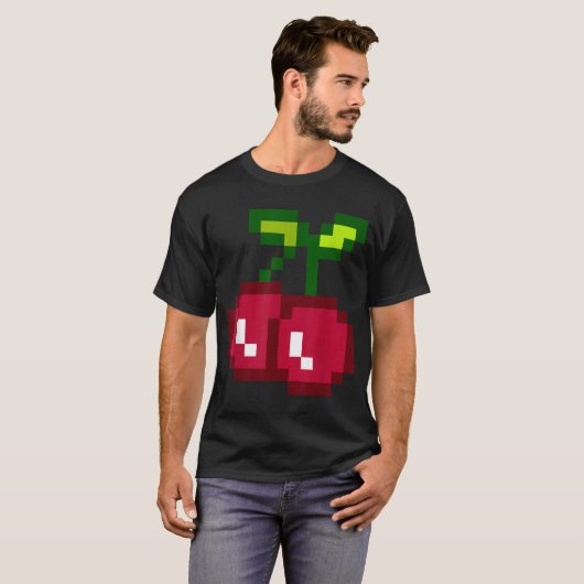 Funny Pixel Cherry 80s Gamer Tee T-shirt (Voorkant volledig)