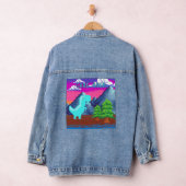 Funny Pixel Gamer Pixelated- Dinosaur Illustration Denim Jacket (Hangar)