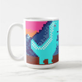 Funny Pixel Gamer Pixelated- Dinosaur Illustration Koffiemok (Links)