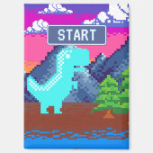 Funny Pixel Gamer Pixelated- Dinosaur Illustration Magneet (Voorkant)