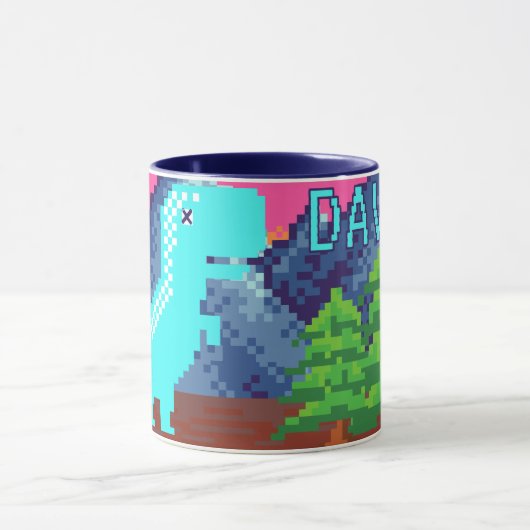 Funny Pixel Gamer Pixelated- Dinosaur Illustration Mok (Midden)