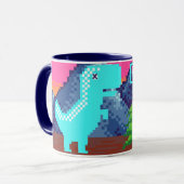 Funny Pixel Gamer Pixelated- Dinosaur Illustration Mok (Voorkant links)