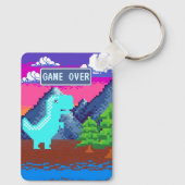 Funny Pixel Gamer Pixelated- Dinosaur Illustration Sleutelhanger (Achterkant)